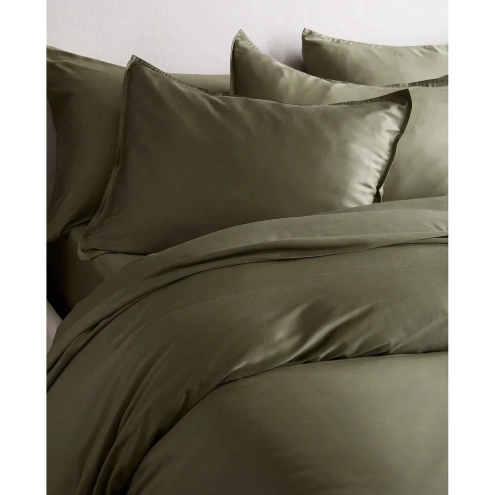 Quince Duvet Cover Set Full Queen Olive Viscose from Bamboo NEW $134 Retail